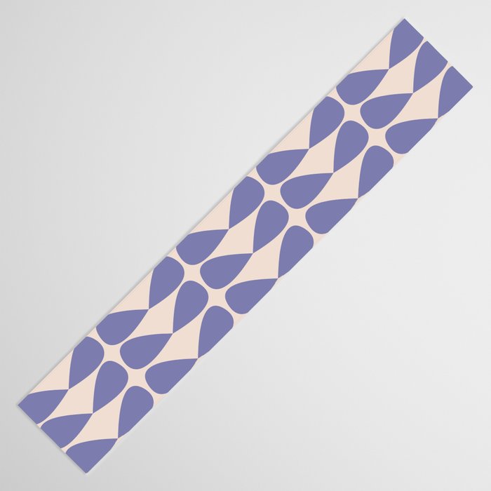 Mod Leaves Minimalist Abstract Pattern in Periwinkle Purple and Cream Table Runner Gallery Image 3