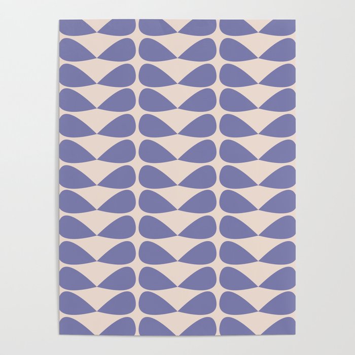 Mod Leaves Minimalist Abstract Pattern in Periwinkle Purple and Cream Poster Gallery Image 4