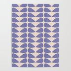 Mod Leaves Minimalist Abstract Pattern in Periwinkle Purple and Cream Poster Gallery Image 4