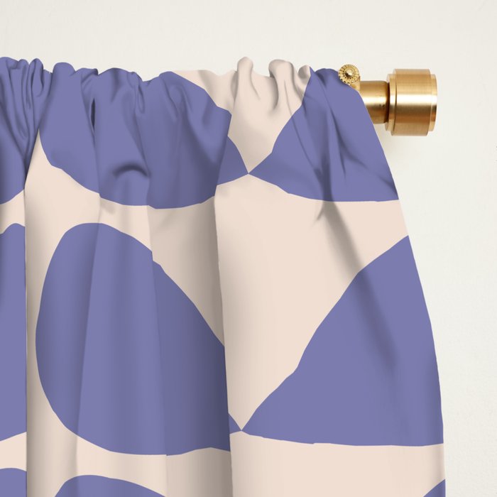 Mod Leaves Minimalist Abstract Pattern in Periwinkle Purple and Cream Window Curtain Gallery Image 2