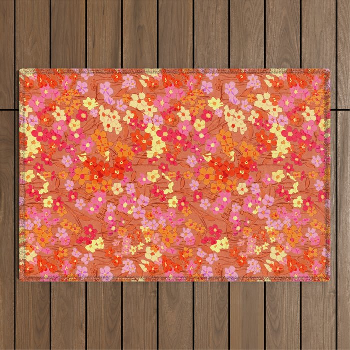 Summer Garden (Red) Outdoor Rug Gallery Image 1
