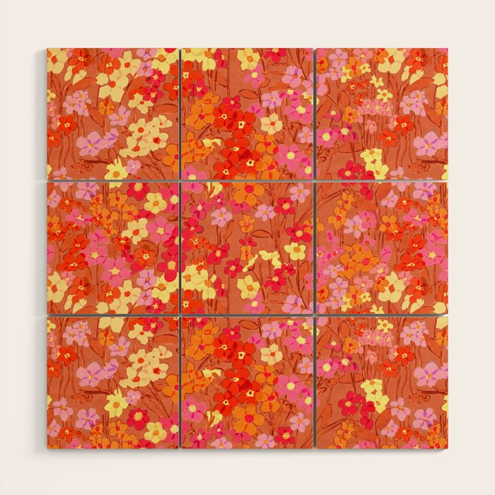 Summer Garden (Red) Wood Wall Art Gallery Image 1
