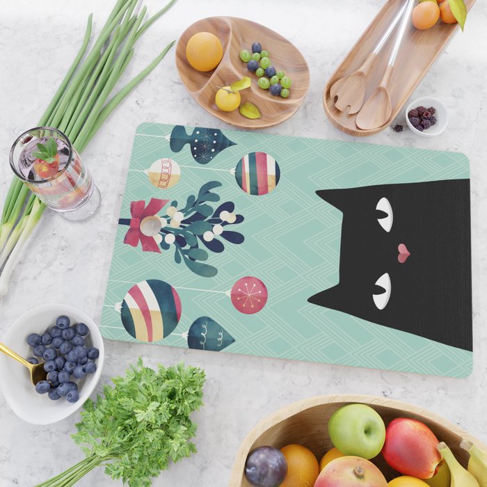 Mistletoe? (Black Cat) Cutting Board Gallery Image 2