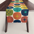 Mid Century Modern Retro Atomic Future Pattern in Mid Mod Colors on Cream Table Runner Gallery Image 1