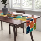 Mid Century Modern Retro Atomic Future Pattern in Mid Mod Colors on Cream Table Runner Gallery Image 2