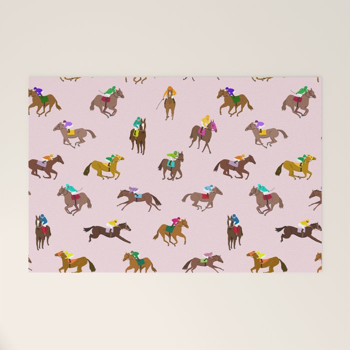 Off to the Horse Races (Pink) Welcome Mat Gallery Image 1