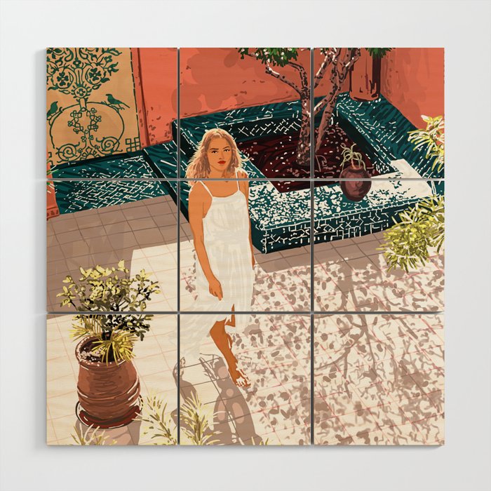 Soaking up the Sun | Bohemian woman Palace Architecture | Buildings Travel Fashion Urban Jungle Wood Wall Art Gallery Image 1