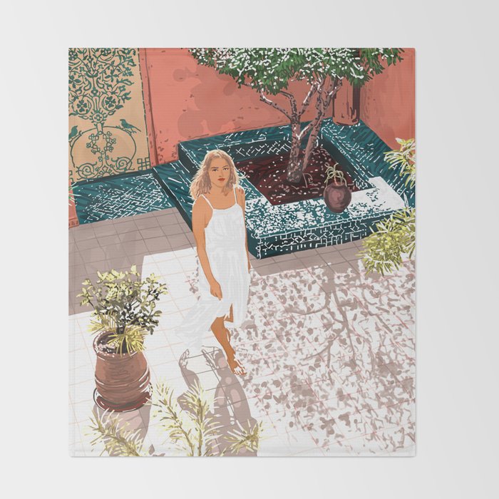 Soaking up the Sun | Bohemian woman Palace Architecture | Buildings Travel Fashion Urban Jungle Throw Blanket Gallery Image 2