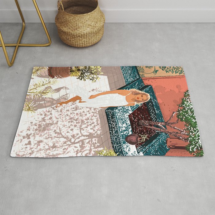 Soaking up the Sun | Bohemian woman Palace Architecture | Buildings Travel Fashion Urban Jungle Rug Gallery Image 1