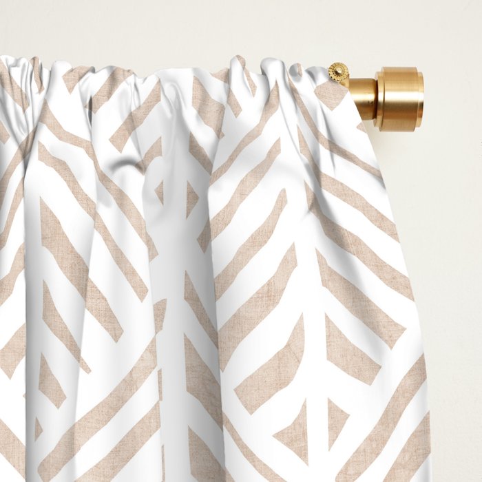 Abstract Leaf Pattern in Tan Window Curtain Gallery Image 2