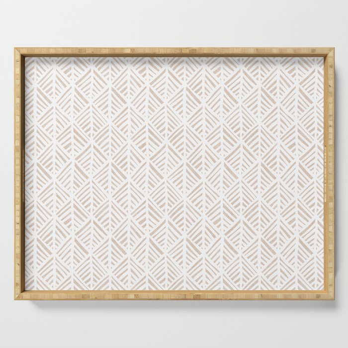 Abstract Leaf Pattern in Tan Serving Tray Gallery Image 1