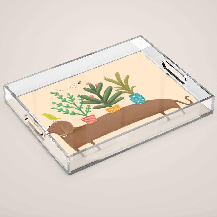 Dachshund & Parrot Acrylic Tray Gallery Image 1