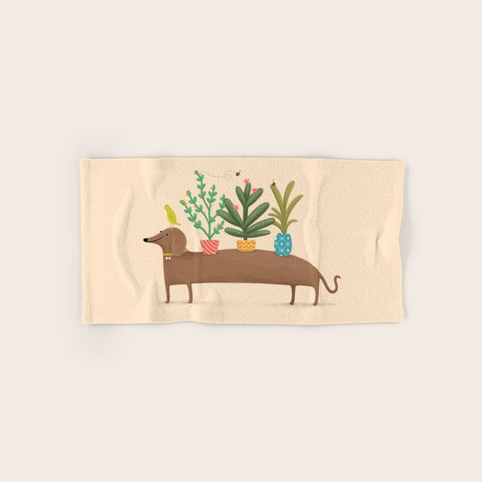 Dachshund & Parrot Bath Towel Gallery Image 1