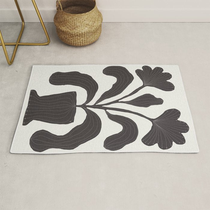 Linocut Flowers #2 Rug Gallery Image 1