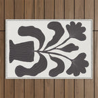 Linocut Flowers #2 Outdoor Rug Gallery Image 1