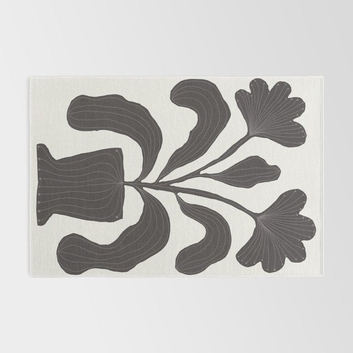 Linocut Flowers #2 Rug Gallery Image 2
