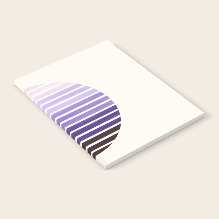 Purple Mid Century Modern Minimalist Scandinavian Colorful Stripes Geometric Pattern Round Circle Fr Notebook Gallery Image 2