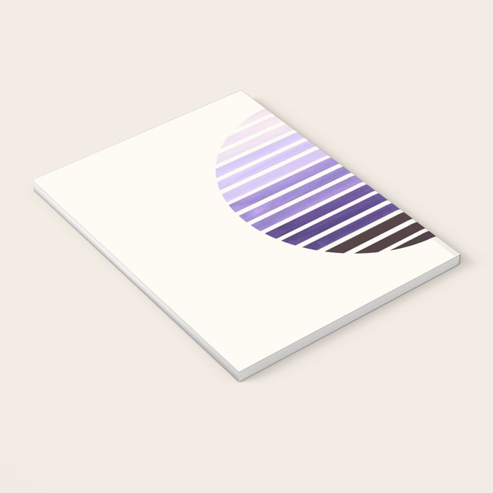 Purple Mid Century Modern Minimalist Scandinavian Colorful Stripes Geometric Pattern Round Circle Fr Notebook Gallery Image 3