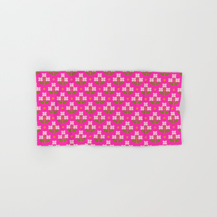 Retro Pink Floral Bunches Pattern - Pink Bath Towel Gallery Image 1