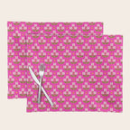 Retro Pink Floral Bunches Pattern - Pink Placemat Gallery Image 2