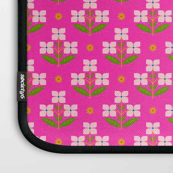Retro Pink Floral Bunches Pattern - Pink Laptop Sleeve Gallery Image 3