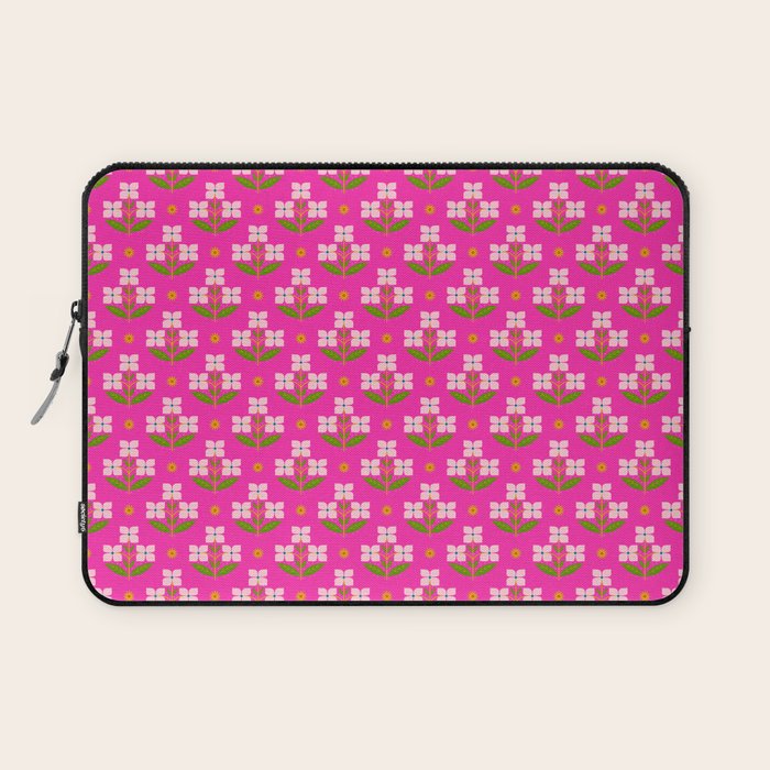 Retro Pink Floral Bunches Pattern - Pink Laptop Sleeve Gallery Image 1