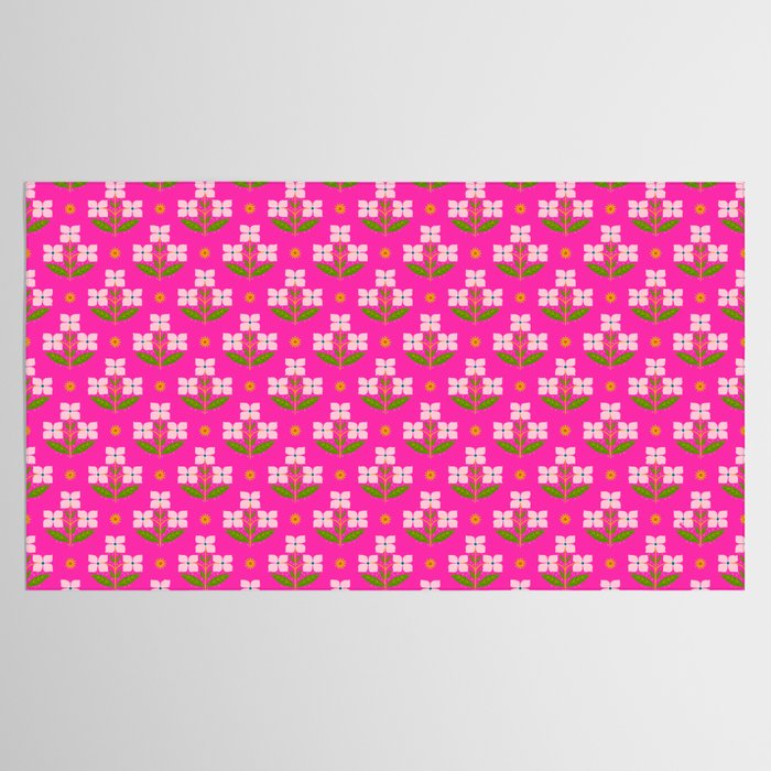 Retro Pink Floral Bunches Pattern - Pink Tablecloth Gallery Image 2
