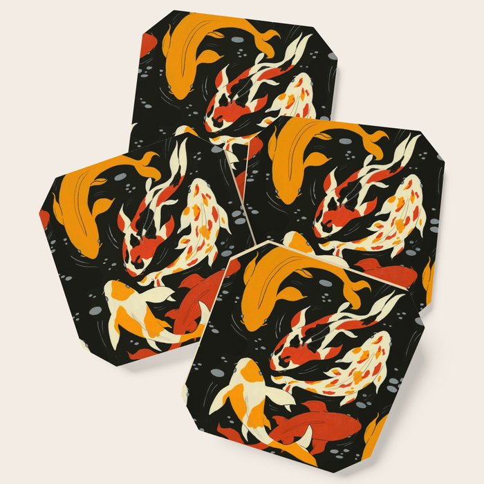 Koi in Black Water Coaster Gallery Image 1