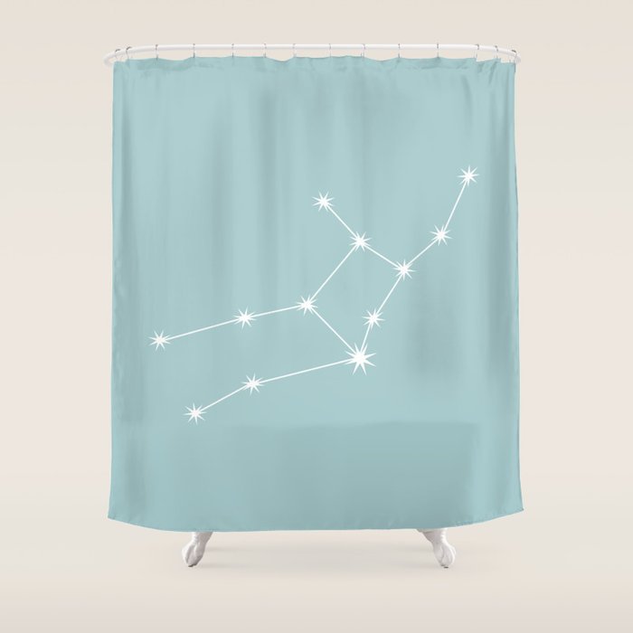 Virgo Zodiac Star Constellation Line Art Pastel Teal Shower Curtain Gallery Image 1