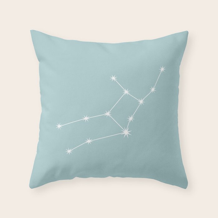 Virgo Zodiac Star Constellation Line Art Pastel Teal Throw Pillow Gallery Image 1