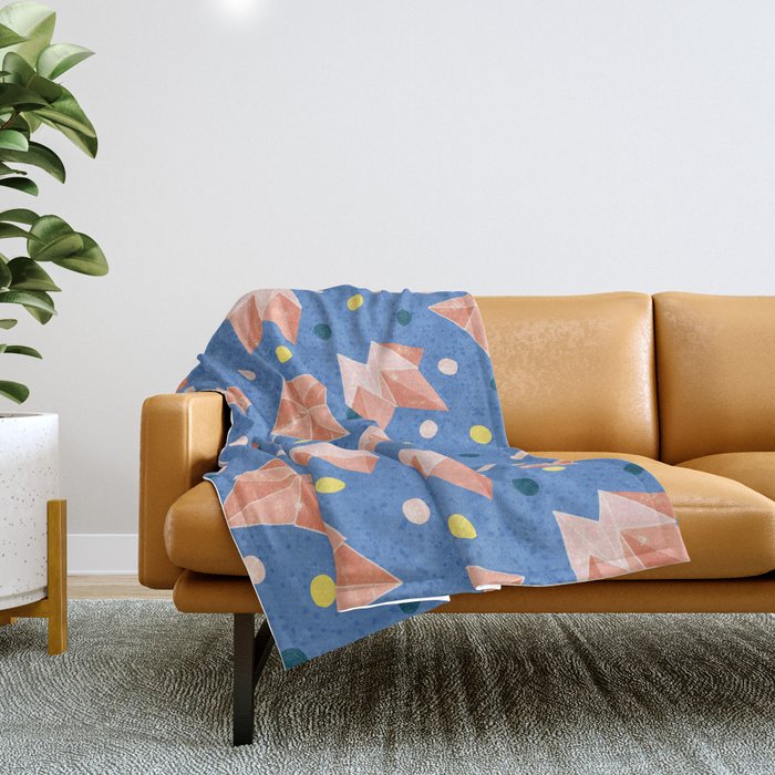 Origami Fortune Teller in Lavender & Pastel Pink Throw Blanket Gallery Image 1