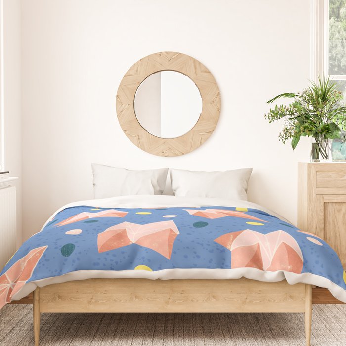 Origami Fortune Teller in Lavender & Pastel Pink Duvet Cover Gallery Image 3