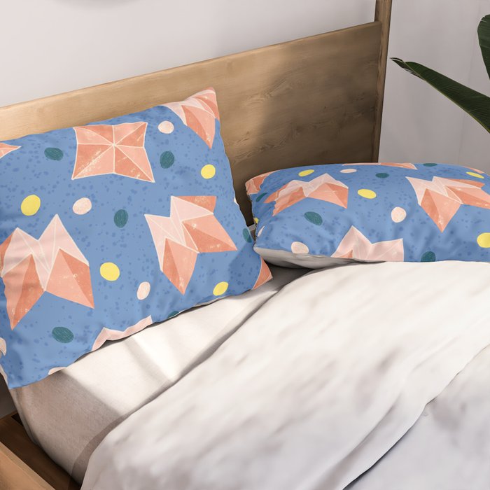 Origami Fortune Teller in Lavender & Pastel Pink Pillow Sham Gallery Image 2