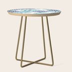 Floral Leaves and Blooms, Navy, Teal and White Side Table Gallery Image 1