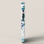 Floral Leaves and Blooms, Navy, Teal and White iPhone Case Gallery Image 2