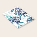 Floral Leaves and Blooms, Navy, Teal and White Notebook Gallery Image 2