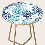 Floral Leaves and Blooms, Navy, Teal and White Side Table Gallery Image 2