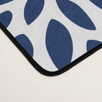 Floral Leaves and Blooms, Navy, Teal and White Desk Mat Gallery Image 4