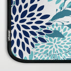 Floral Leaves and Blooms, Navy, Teal and White Laptop Sleeve Gallery Image 3