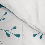 Floral Leaves and Blooms, Navy, Teal and White Comforter Gallery Image 4