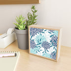 Floral Leaves and Blooms, Navy, Teal and White Mini Art Print Gallery Image 2