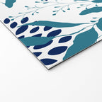 Floral Leaves and Blooms, Navy, Teal and White Welcome Mat Gallery Image 2