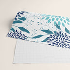 Floral Leaves and Blooms, Navy, Teal and White Wrapping Paper Gallery Image 2