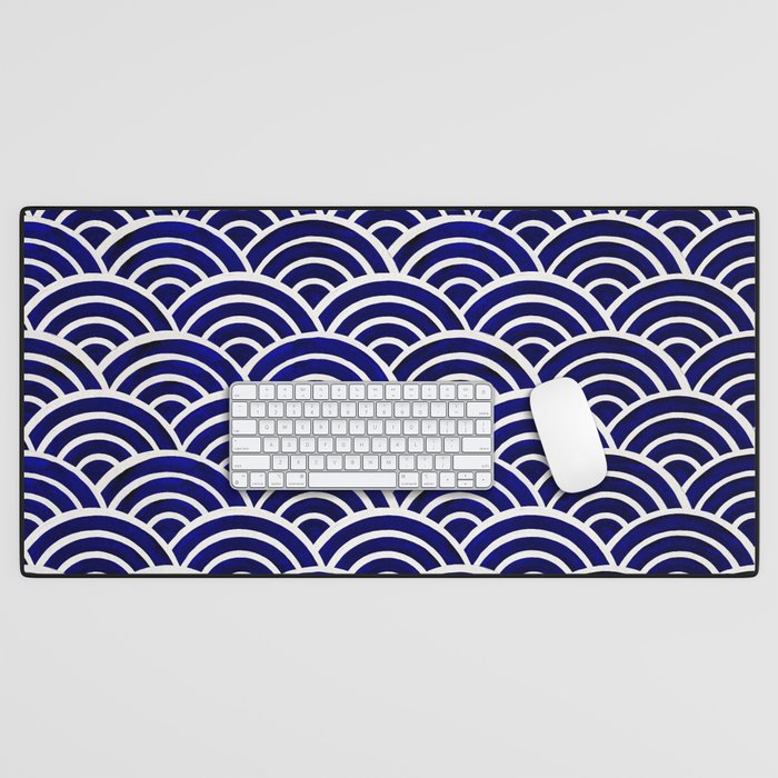 Japanese Seigaiha Wave - Navy Palette Desk Mat Gallery Image 1