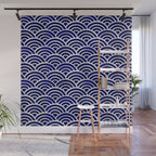 Japanese Seigaiha Wave - Navy Palette Wall Mural Gallery Image 1