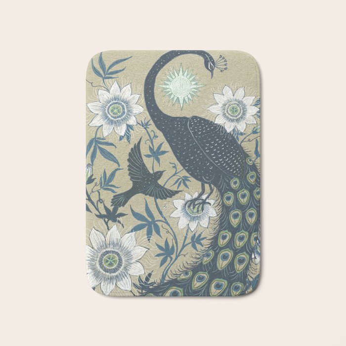 Peacock and Passionflower Bath Mat Gallery Image 1