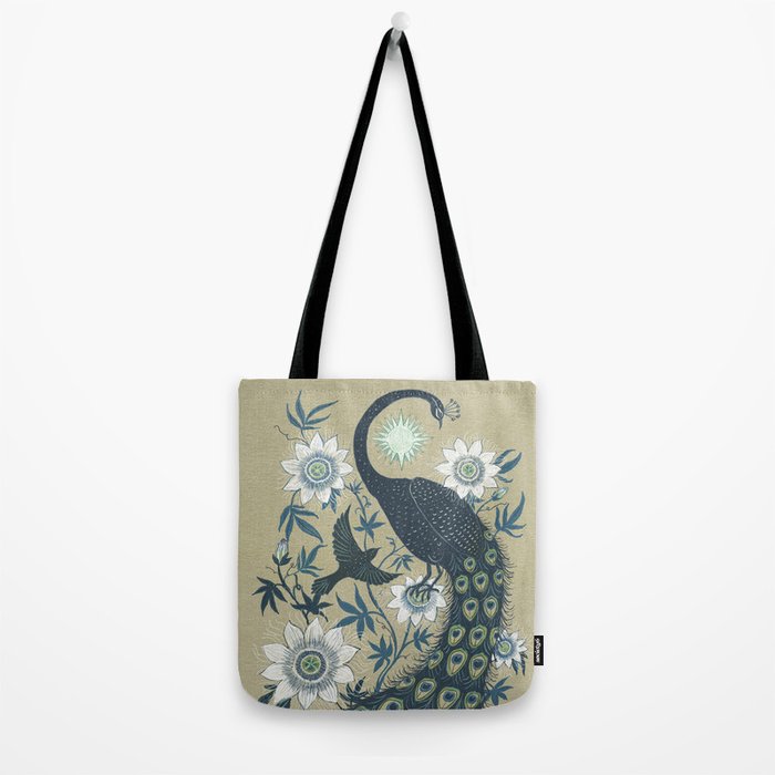 Peacock and Passionflower Tote Bag Gallery Image 2