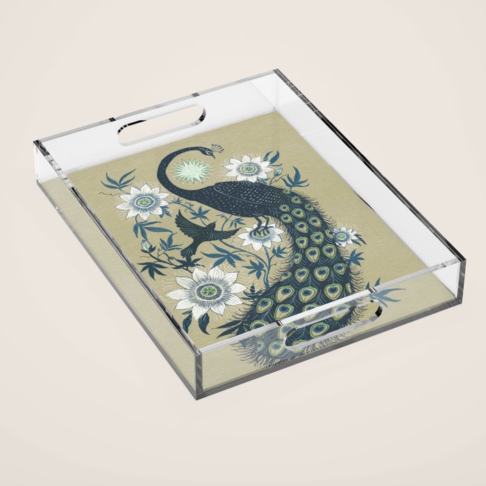 Peacock and Passionflower Acrylic Tray Gallery Image 1