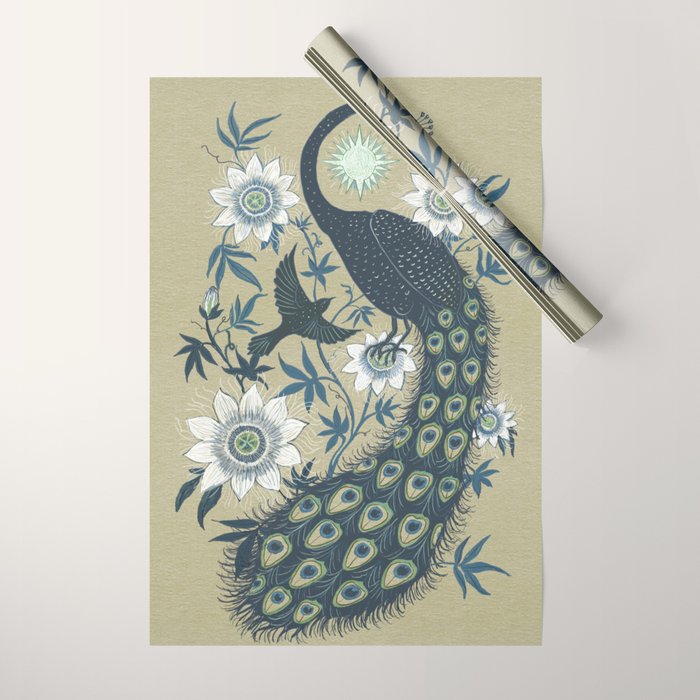Peacock and Passionflower Wrapping Paper Gallery Image 1