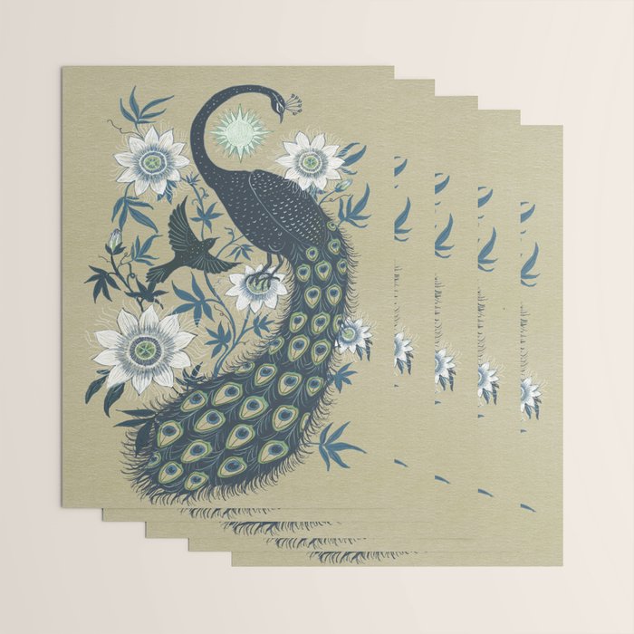 Peacock and Passionflower Wrapping Paper Gallery Image 3